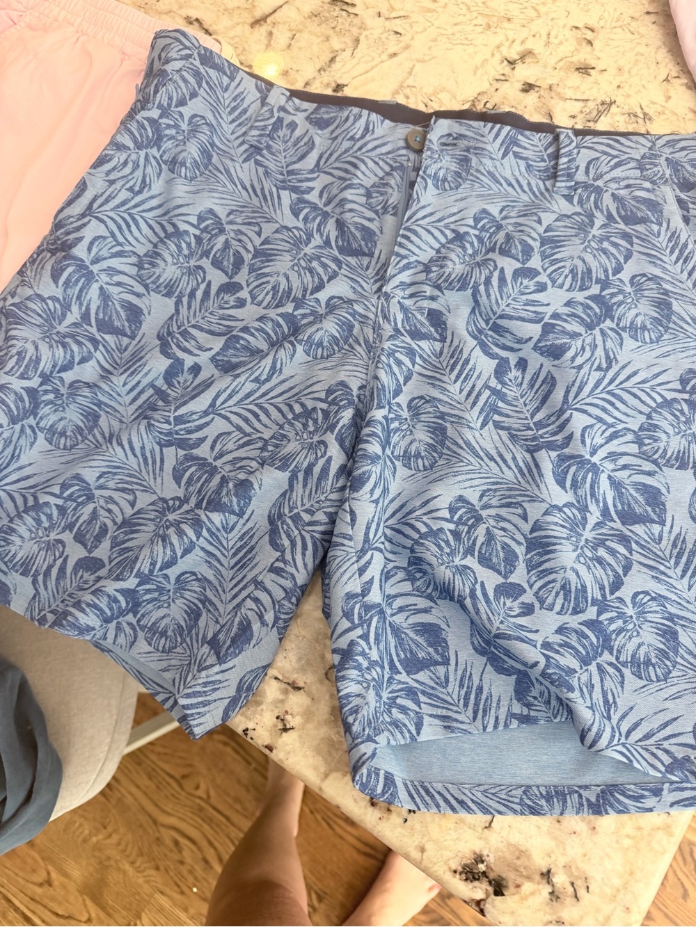 Tommy Bahama Blue Leaf-Print Hybrid Shorts